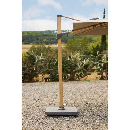 Jardinico Azore parasol 300 x 300 teakwood & natural inclusief parasolvoet graniet mat, RVS wieltjes en hoes Jardinico Azore parasol 300 x 300 teakwood & natural inclusief parasolvoet graniet mat, RVS wieltjes en hoes