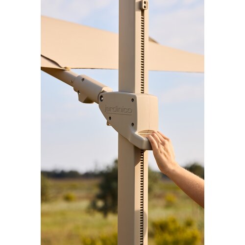 Jardinico Azore parasol 300 x 300 black & black inclusief parasolvoet graniet mat, RVS wieltjes en hoes