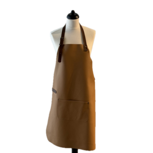 Verstee Leather Crafts Tablier de cuisine en cuir rivet avec poche sand/cognac