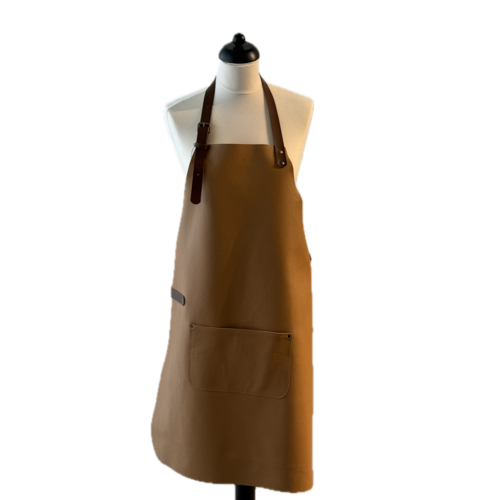 Verstee Leather Crafts Keukenschort leder rivet met zak sand/cognac Verstee Leather Crafts Keukenschort leder rivet met zak sand/cognac