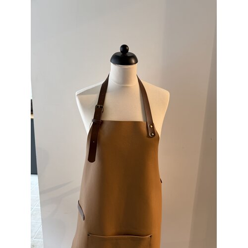 Verstee Leather Crafts Keukenschort leder rivet met zak sand/cognac
