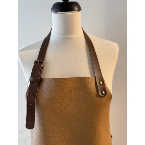 Verstee Leather Crafts Keukenschort leder rivet met zak sand/cognac