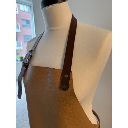 Verstee Leather Crafts Keukenschort leder rivet met zak sand/cognac