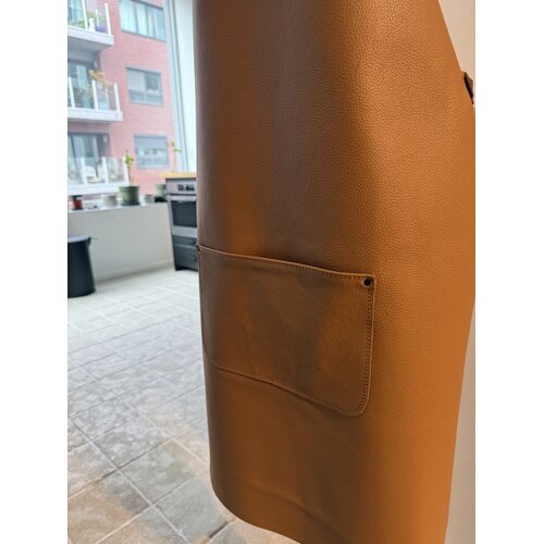 Verstee Leather Crafts Keukenschort leder rivet met zak sand/cognac