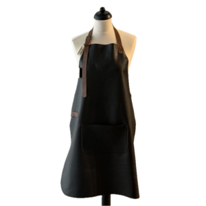 Verstee Leather Crafts Tablier de cuisine en cuir rivet avec poche noir/cognac