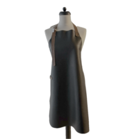 Keukenschort leder rivet zwart/cognac soepele halsriem