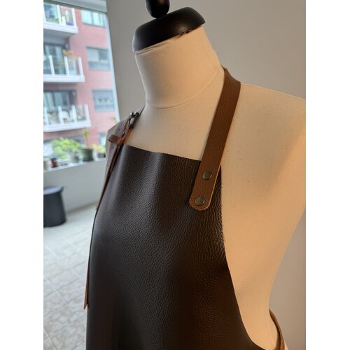 Verstee Leather Crafts Keukenschort leder rivet chocolate/cognac Verstee Leather Crafts Keukenschort leder rivet chocolate/cognac