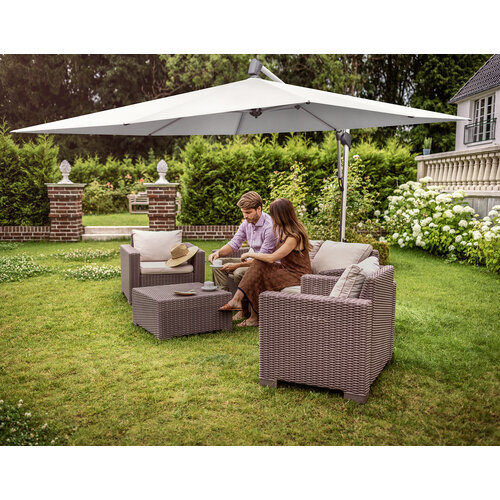 Glatz Sombrano S+ parasol stof 453 vanille geanodiseerd aluminium frame