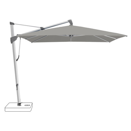 Glatz Sombrano S+ parasol stof 420 smoke geanodiseerd aluminium frame