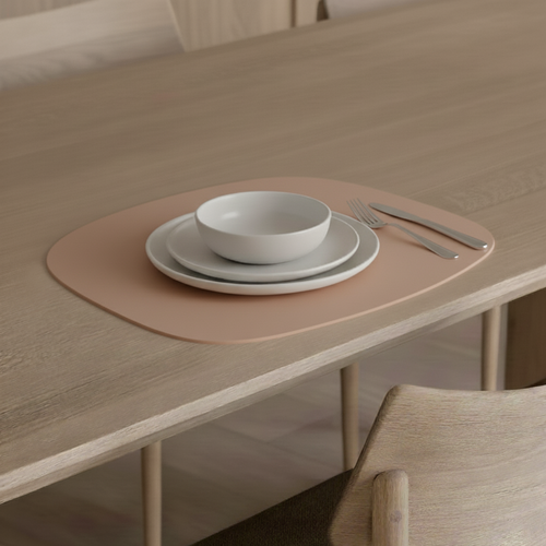 Vacavaliente SRL Ruca set de table forme pierre ginger en cuir recyclé