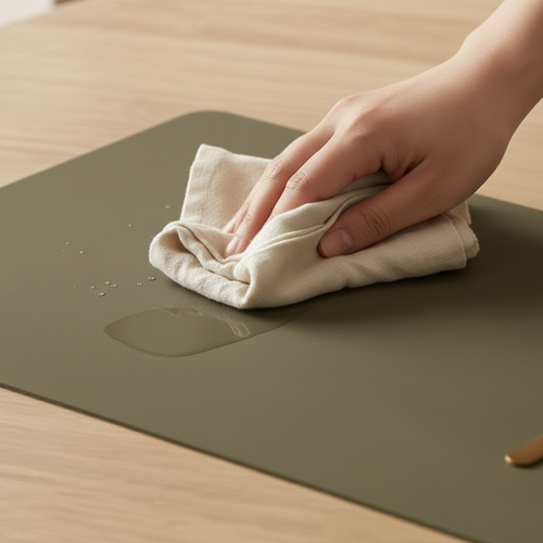Vacavaliente SRL Ruca set de table rectangulaire Sage Green en cuir recyclé Vacavaliente SRL Ruca set de table rectangulaire Sage Green en cuir recyclé
