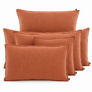 Haomy California kussen brick linnen viscose vierkant