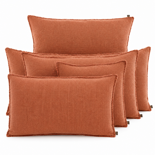Haomy California kussen brick linnen viscose vierkant