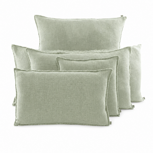 Haomy Coussin rectangulaire Haomy California en lin et viscose amande Haomy Coussin rectangulaire Haomy California en lin et viscose amande