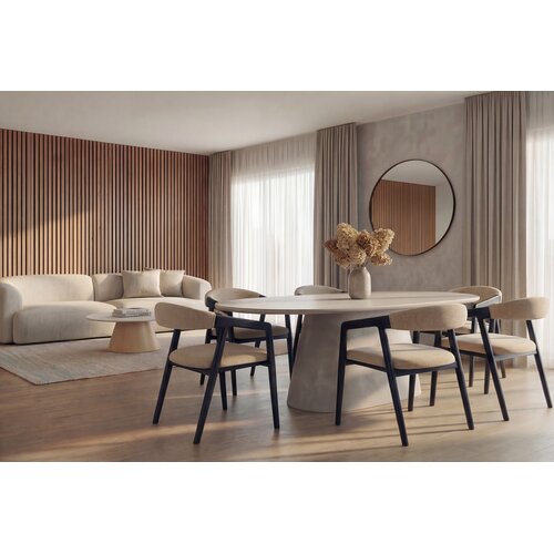 Castle Line Chaise de salle à manger Jana en chêne naturel et tissu cream