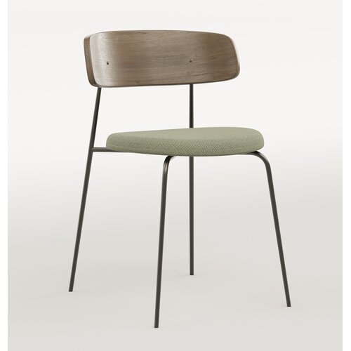 Paul Rogers Cover metal (W) eetkamerstoel - Zwart frame - Gerookte walnoot - Stof E : NIL-02 Avocat - TOONZAALMODEL