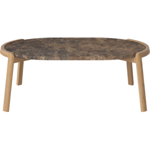 Bolia Mix salontafel ovaal eik natuur geolied blad marmer bruin L 95 x B 61 x H35