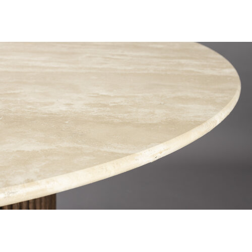 Dutchbone Table à manger Dutchbone Arda en travertin et chêne brun Ø 115 cm Dutchbone Table à manger Dutchbone Arda en travertin et chêne brun Ø 115 cm