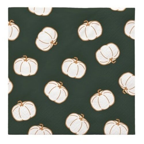 Broste Copenhagen Pompoen papieren servetten green / burned orange - set van 20 Broste Copenhagen Pompoen papieren servetten green / burned orange - set van 20