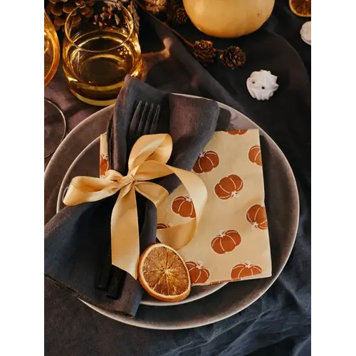 Broste Copenhagen Pompoen papieren servetten beige / burned orange - set van 20 Broste Copenhagen Pompoen papieren servetten beige / burned orange - set van 20