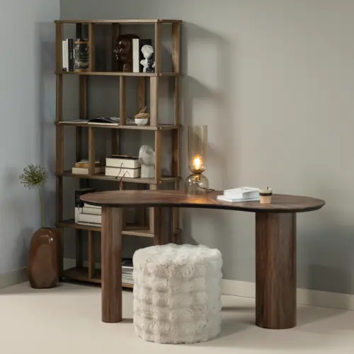 WOOOD Sun organische bureautafel gerecycleerde teak bruin WOOOD Sun organische bureautafel gerecycleerde teak bruin