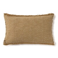 Handloom rechthoekig kussen oker
