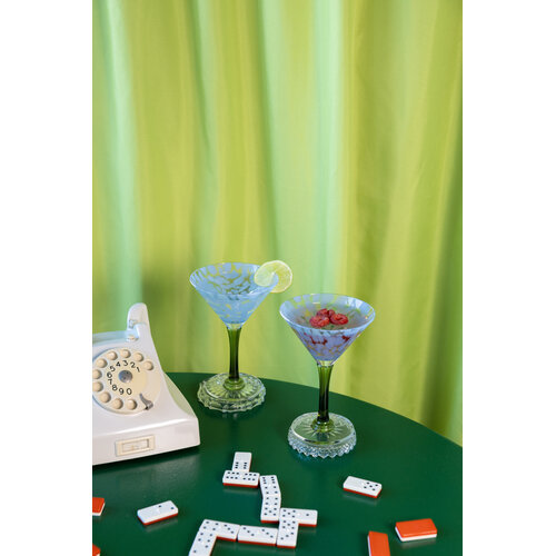 &Klevering Rialto hoog coupe glas blauw - set van 2 &Klevering Rialto hoog coupe glas blauw - set van 2