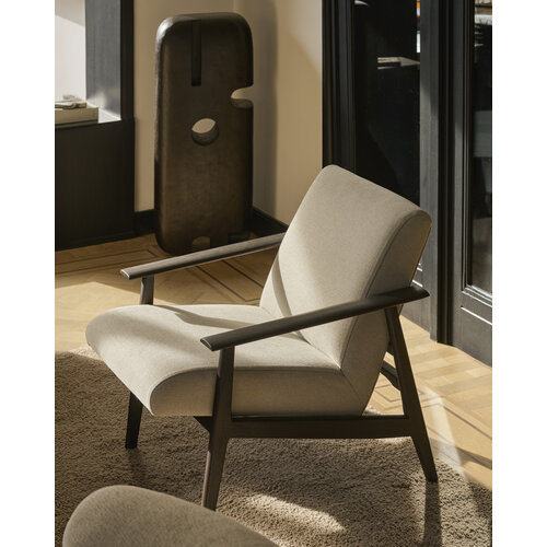Ethnicraft Aspekt loungestoel teak donkerbruin kussen warm ash Ethnicraft Aspekt loungestoel teak donkerbruin kussen warm ash