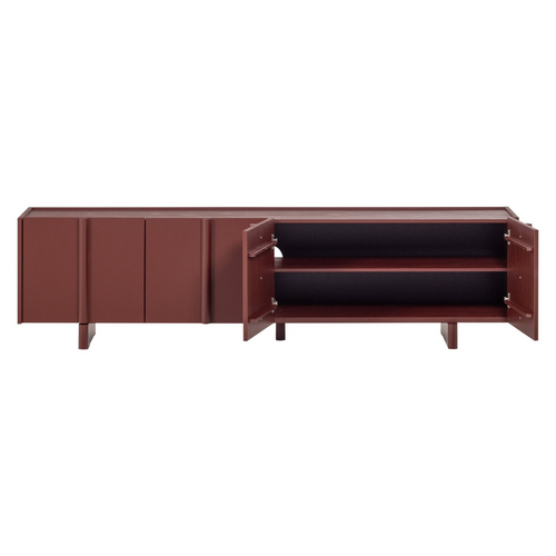 WOOOD Basu tv meubel 200 cm grenen bordeauxrood WOOOD Basu tv meubel 200 cm grenen bordeauxrood