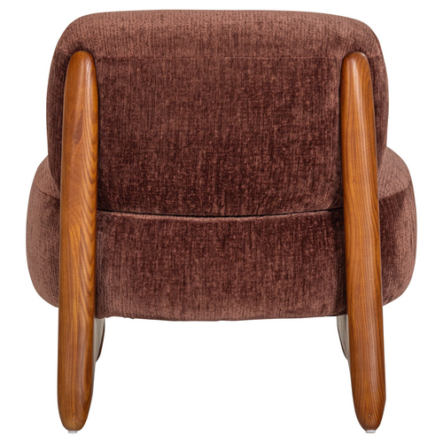 WOOOD Runi fauteuil hout/velvet paars/bruin