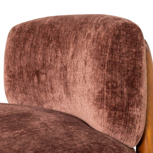 WOOOD Runi fauteuil hout/velvet paars/bruin
