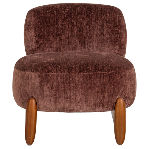 WOOOD Runi fauteuil hout/velvet paars/bruin