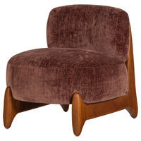 Runi fauteuil hout/velvet paars/bruin