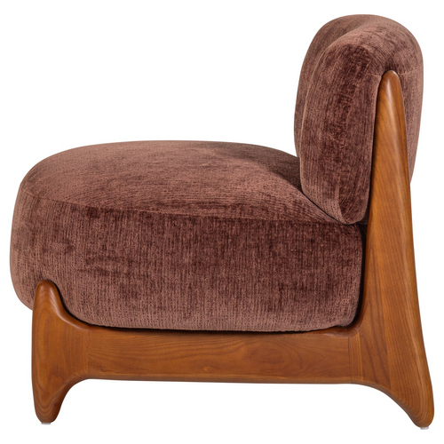 WOOOD Runi fauteuil hout/velvet paars/bruin
