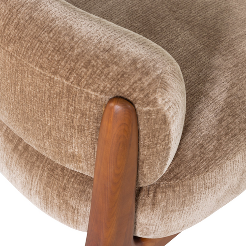 WOOOD Runi fauteuil hout/velvet zand