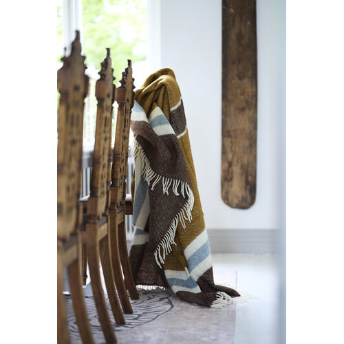 Klippan Gotland plaid stripe walnut/caramel/blue Klippan Gotland plaid stripe walnut/caramel/blue