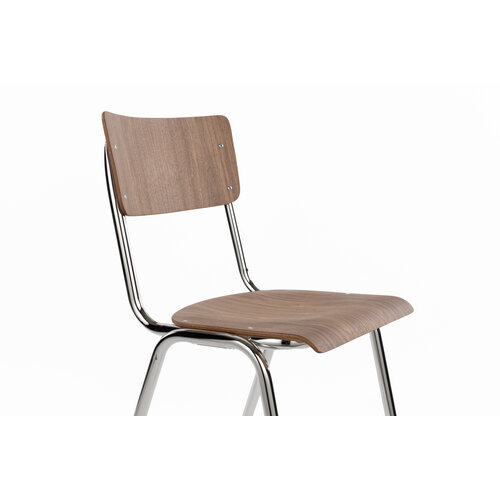 Zuiver Back to school stoel Walnoot/Chrome