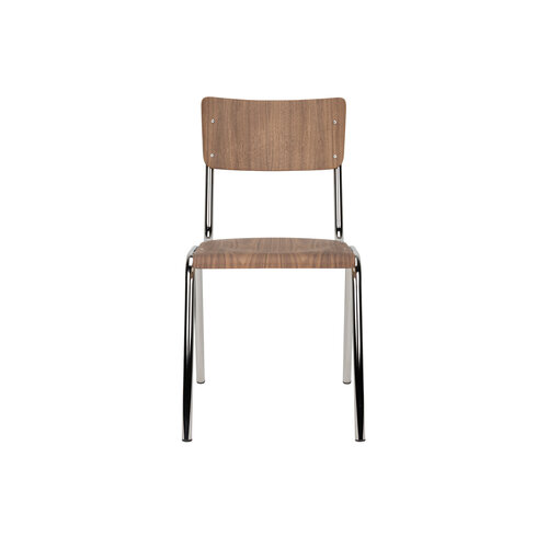 Zuiver Back to school stoel Walnoot/Chrome