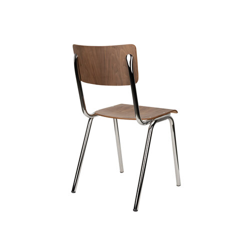 Zuiver Back to school stoel Walnoot/Chrome