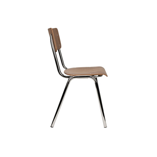 Zuiver Back to school stoel Walnoot/Chrome