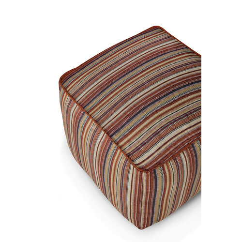 Ethnicraft Zahara outdoor poef terra stripe stof Ethnicraft Zahara outdoor poef terra stripe stof