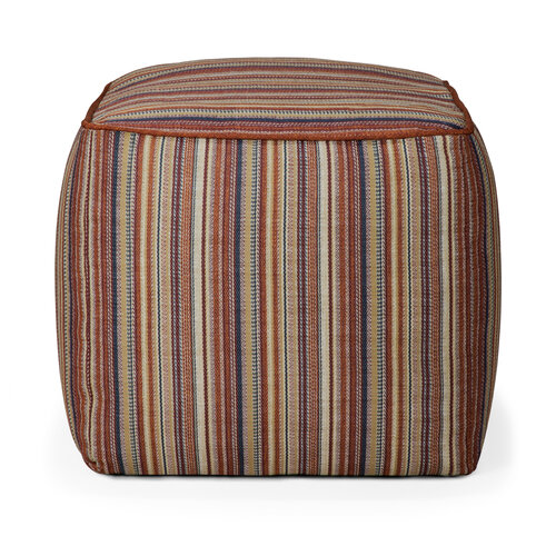 Ethnicraft Zahara outdoor poef terra stripe stof Ethnicraft Zahara outdoor poef terra stripe stof