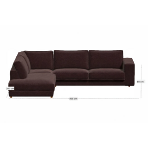 Bolia Noora hoeksofa 305 x 240 cm - Canyon Burgundy - oiled oak