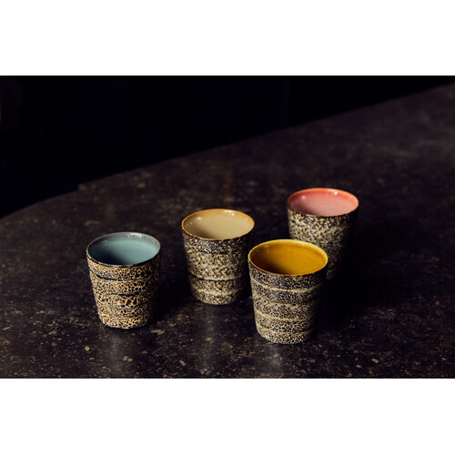 HKLiving 70s koffiekopjes brew variation - set van 4 HKLiving 70s koffiekopjes brew variation - set van 4