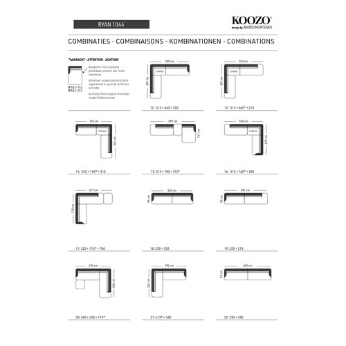 Koozo Ryan sofa module 613 + 320 stof 900.06.1434 Koozo Ryan sofa module 613 + 320 stof 900.06.1434