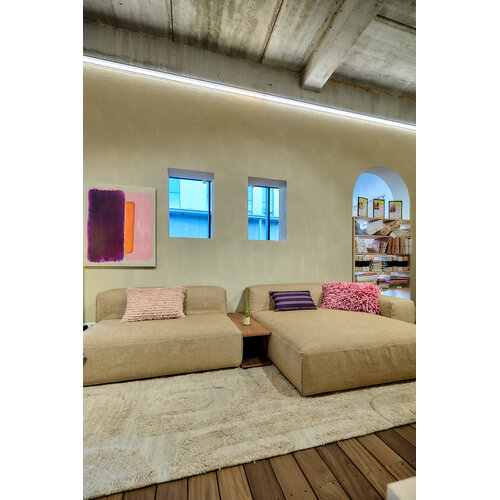 Sits Edda sofa element 144 + chaise longue  144 + bijzettafel + 1 armleuning stof spicy beige