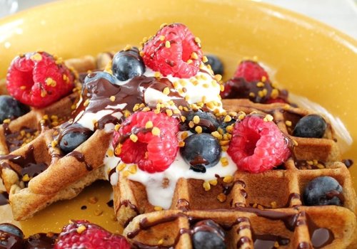 Waffles with summer fruit