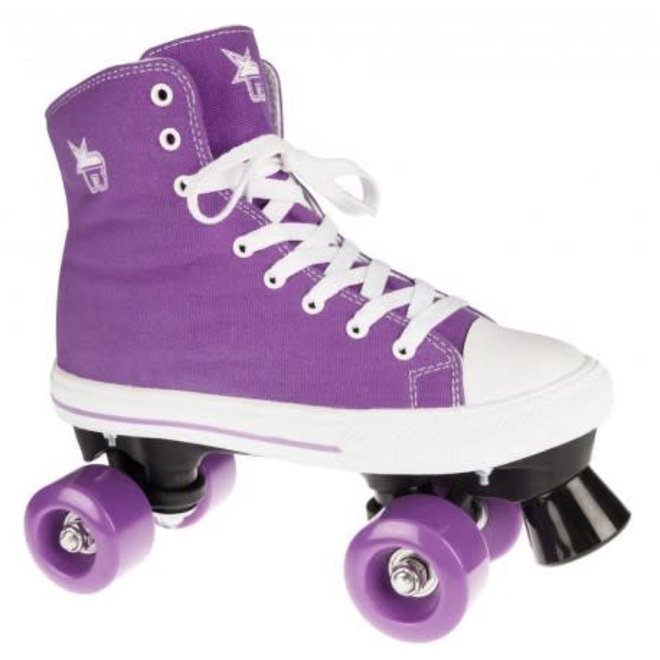 purple suede roller skates