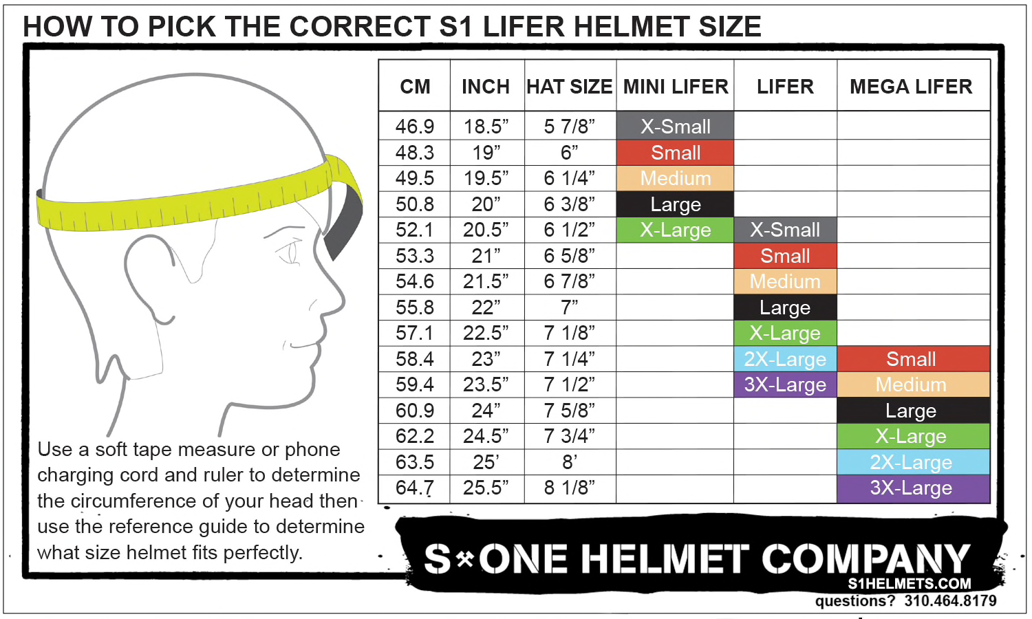 Riding Helmet Size Chart