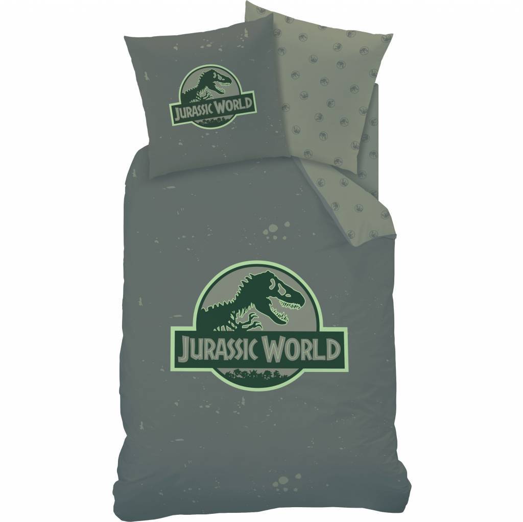 Jurassic World Logo - Dekbedovertrek - Eenpersoons - 140 x 200 cm - Groen